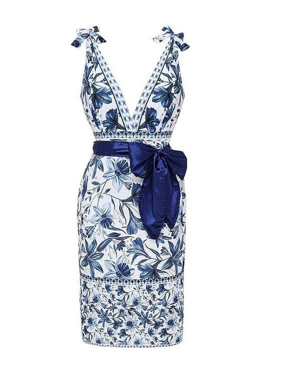 💥Last Day Special Sale 49% OFF🩱V Neck Lace Up Printed One Piece Swimsuit and Skirt - Image 14