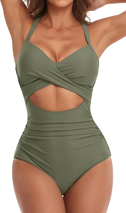 🏖️Last Day Special Price: ONLY ￡9.99!!🩱Women's Solid Ribbed Cutout-Front Shaping Swimsuit👙 - Image 18