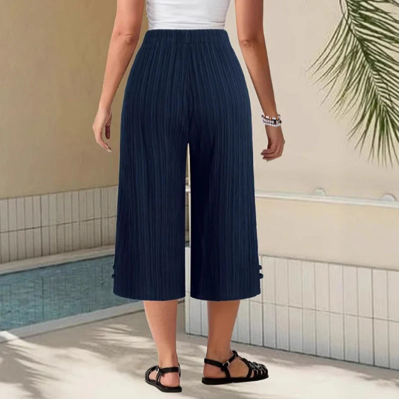 💖LAST DAY SALE ONLY £15.99!!💖Women's Ribbed Wide-Leg Capri Pants with Pockets - Image 7