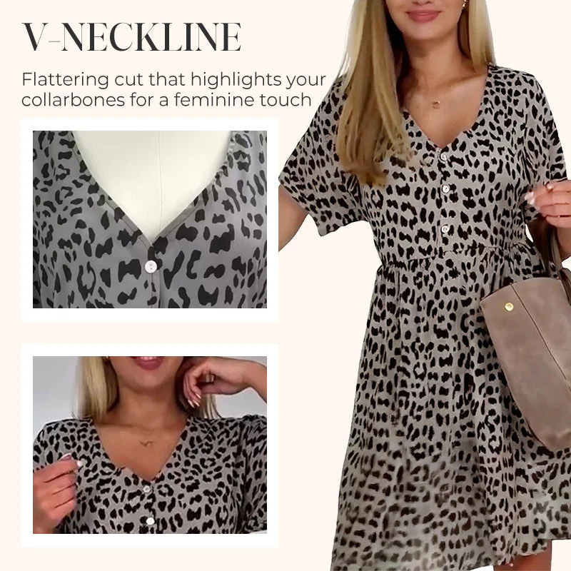 🔥Last Day Promotion 50% OFF💖Women's Casual V-Neck Short Sleeve Dress - Image 2