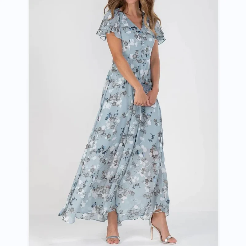 💐LAST DAY SALE 50% OFF💐Short Sleeve Long Dress with Floral Print - Image 13