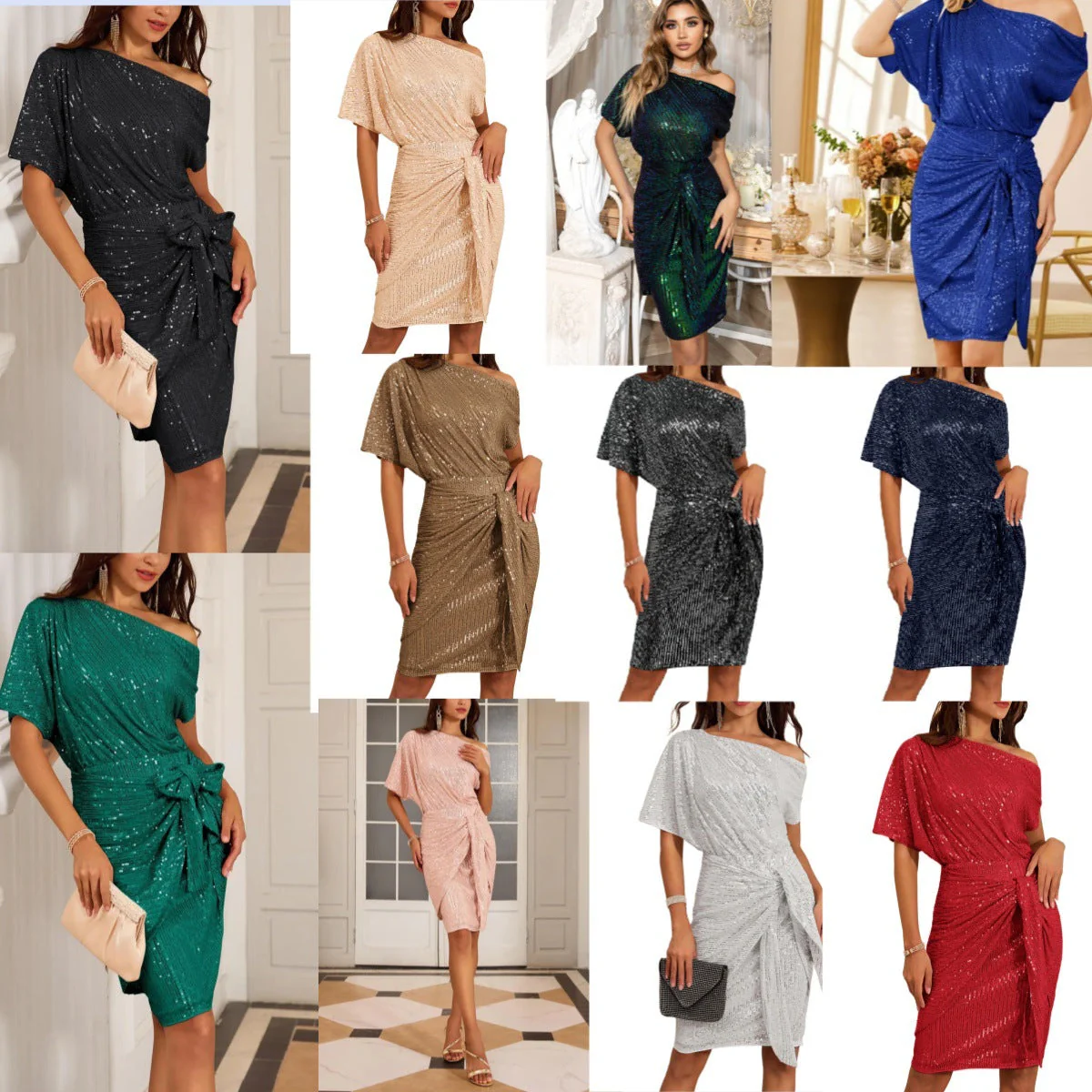 💃Last Day Sales - 49% OFF🎉Sparkly One-Shoulder Ruched Dress - Image 9