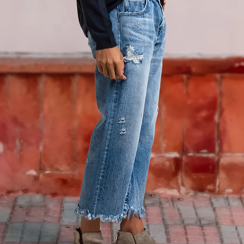 Straight-Leg Denim Crop Pants - Image 3