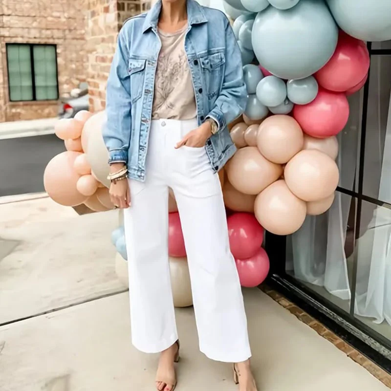 🔥2025 HOT SALE🥰Stretch Twill Cropped Wide Leg Pants - Image 14