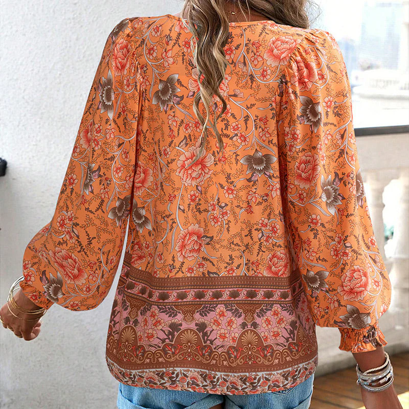 🌷LAST DAY SALE 50% OFF🌷Women's Fashion Printed v-Neck Long Sleeve Shirt 2 - Image 21