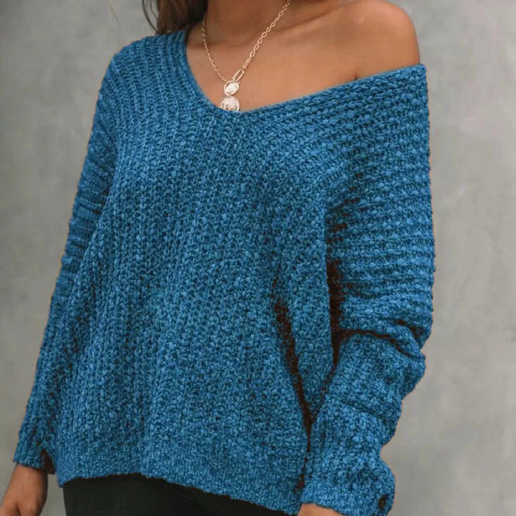 🔥Hot Sale 49% OFF🔥Women's Plain Drop Shoulder V Neck Sweater - Image 5