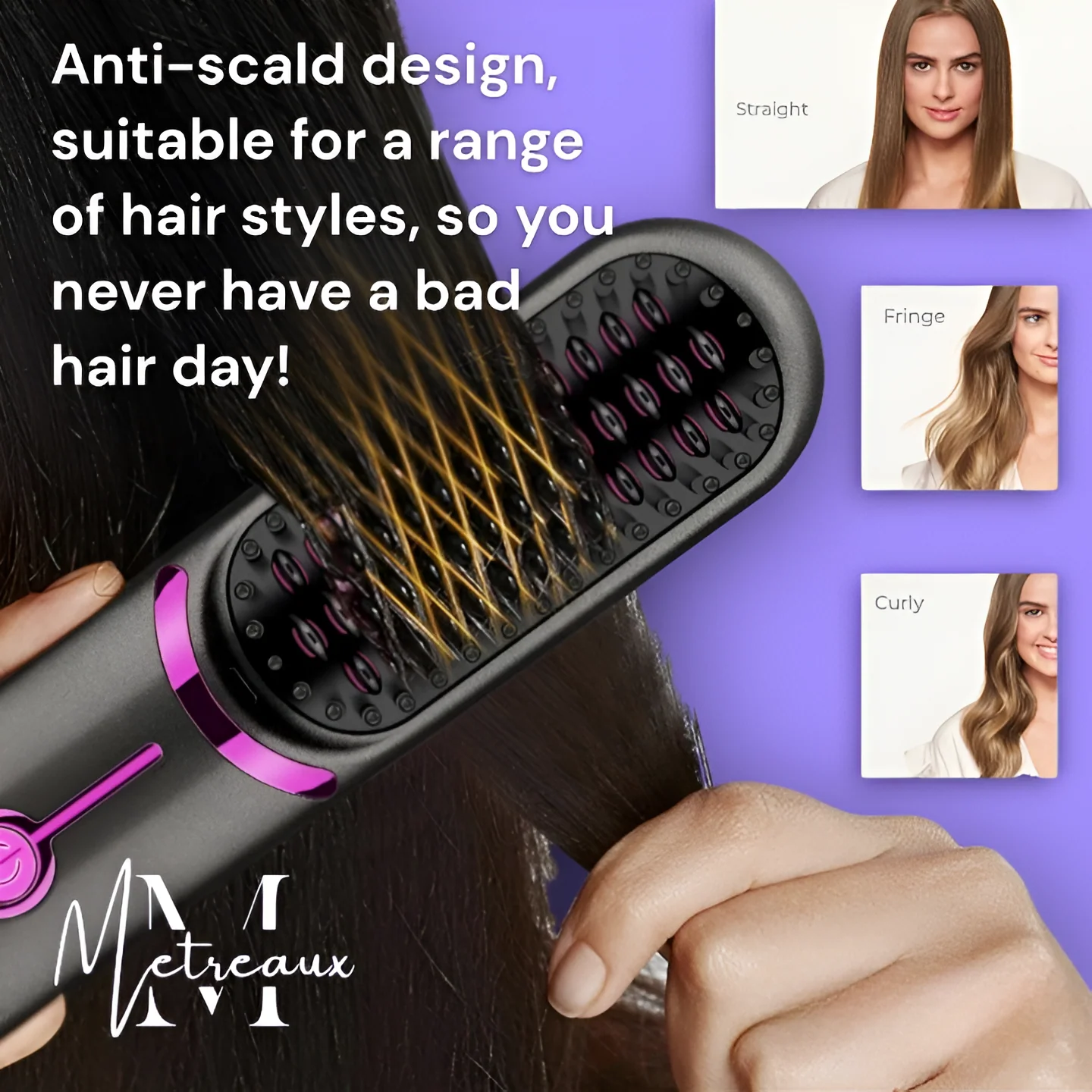 🏆2026 Hot Sale 50% OFF💁♀️Wireless Ceramic Heating Hair Straightening Hairbrush