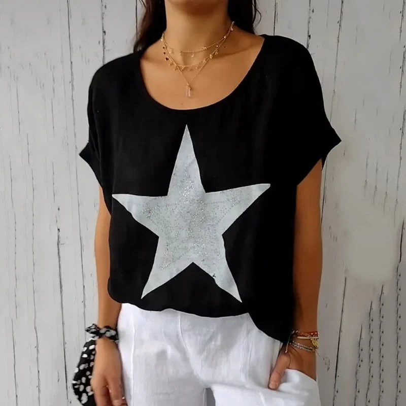 Women's Casual Star-Print Loose-Fit T-Shirt - Image 11