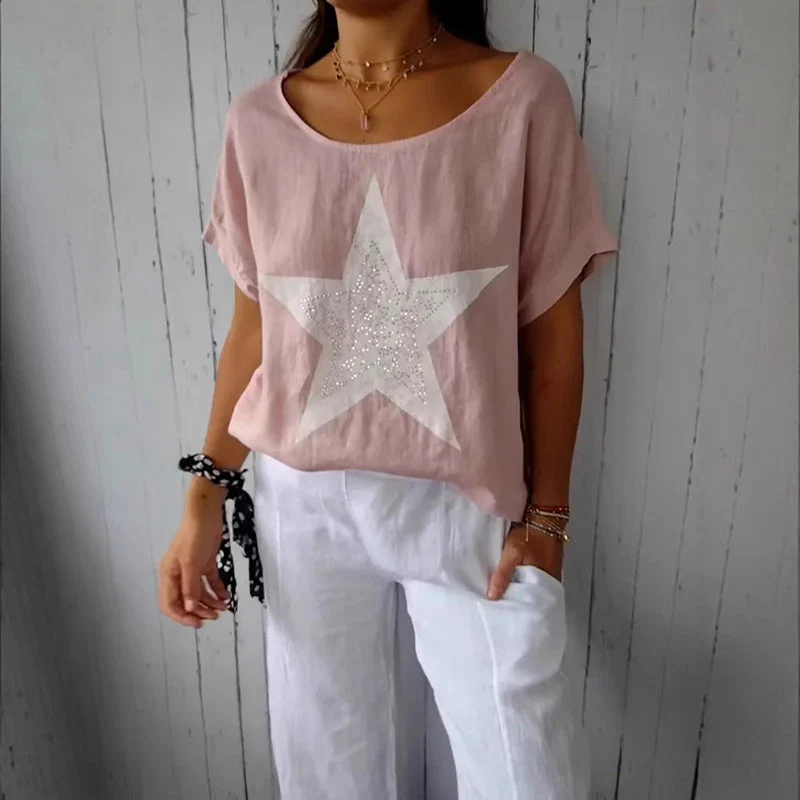 Women's Casual Star-Print Loose-Fit T-Shirt - Image 6