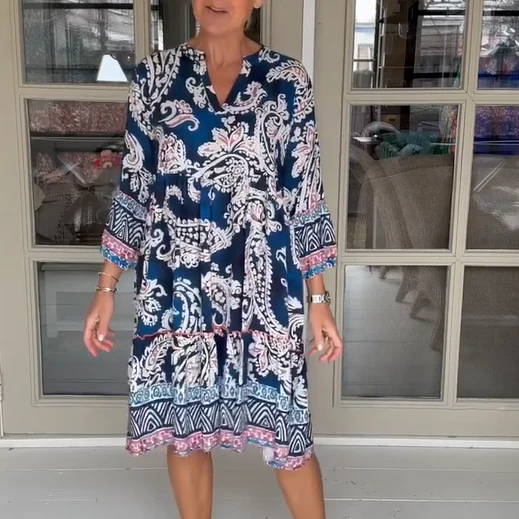 Women's Casual V-Neck Floral Print Dress - Image 6