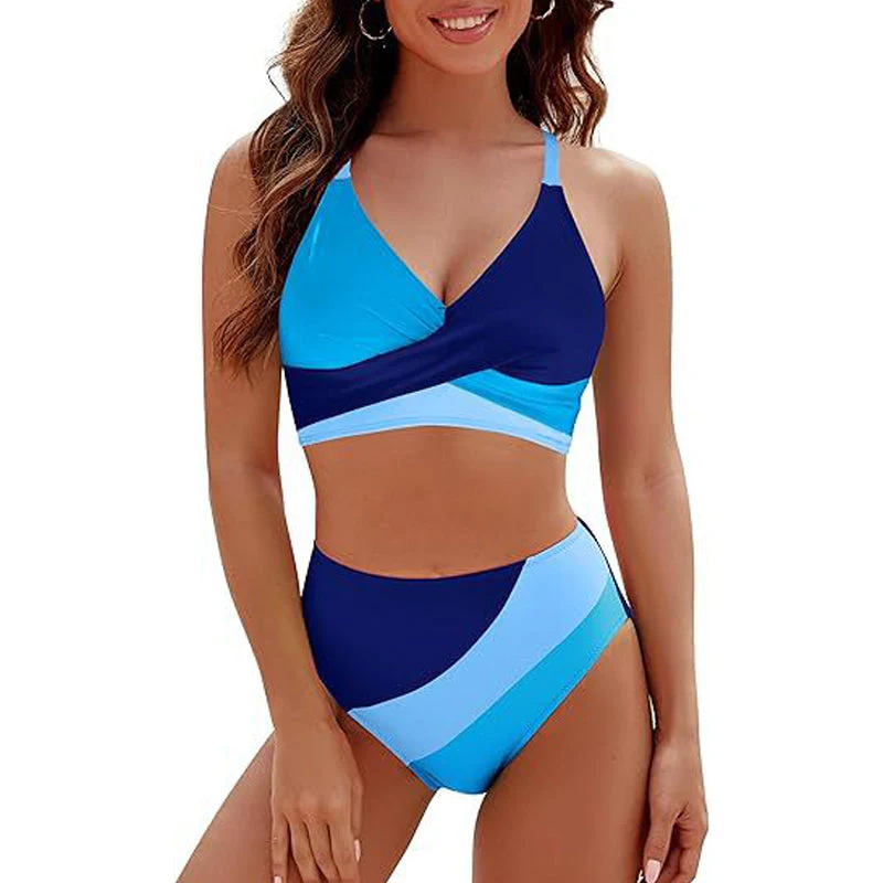 Women's Color-Block Criss Cross Lace Back Swimwear Set - Image 10