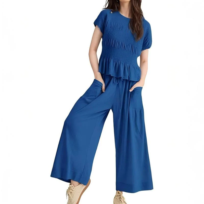 Women’s Pleated Top & Wide-Leg Pants Set - Image 13