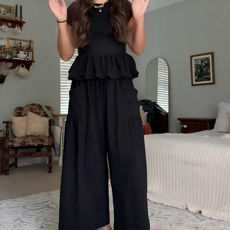 Women’s Pleated Top & Wide-Leg Pants Set - Image 5