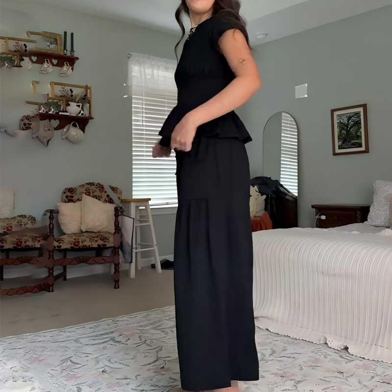Women’s Pleated Top & Wide-Leg Pants Set - Image 7