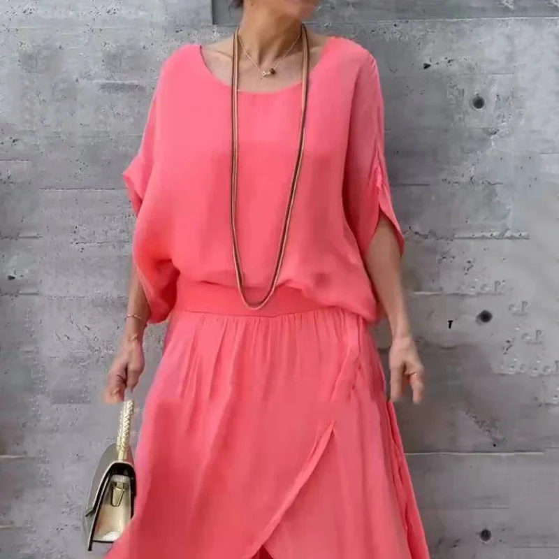 🌹Spring Promotion🌹Loose Top & Slit Wide-Leg Pants Chiffon 2-Piece Set - Image 3