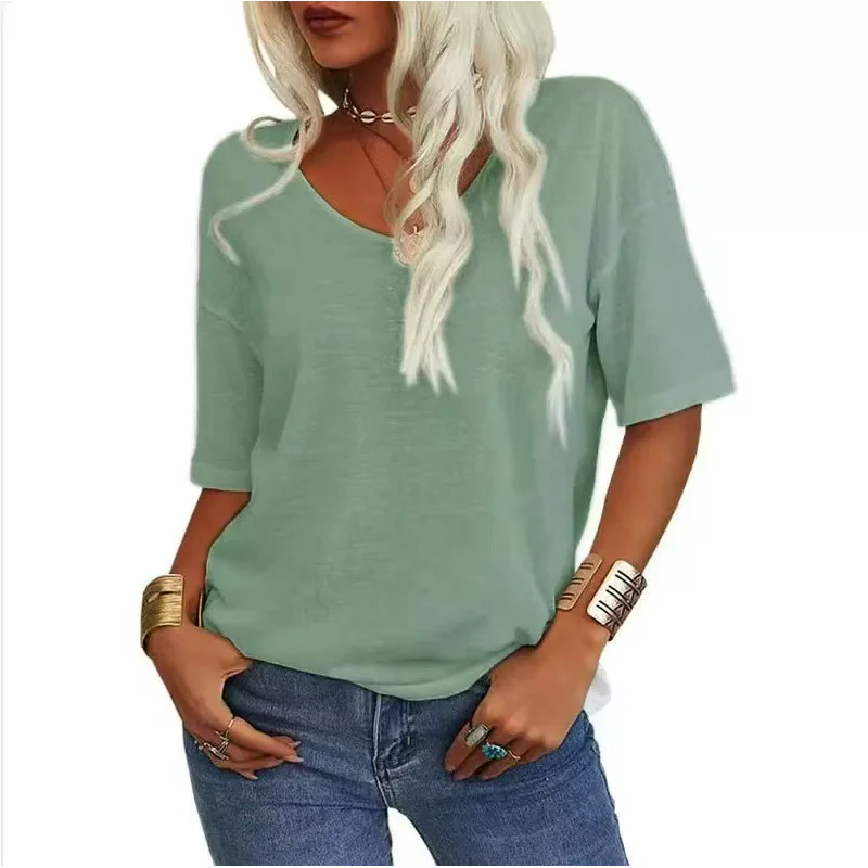 🌸LAST DAY SPECIAL PRICE: £9.99!!🌸Women's Casual V-Neck Short Sleeve T-Shirt - Image 21